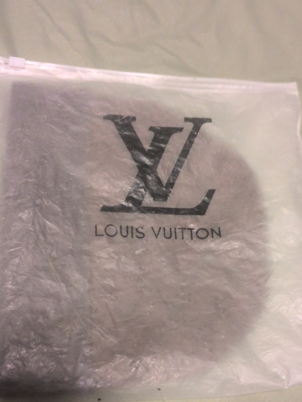 Louis Vuitton White Dust Bag with Black LV Logo